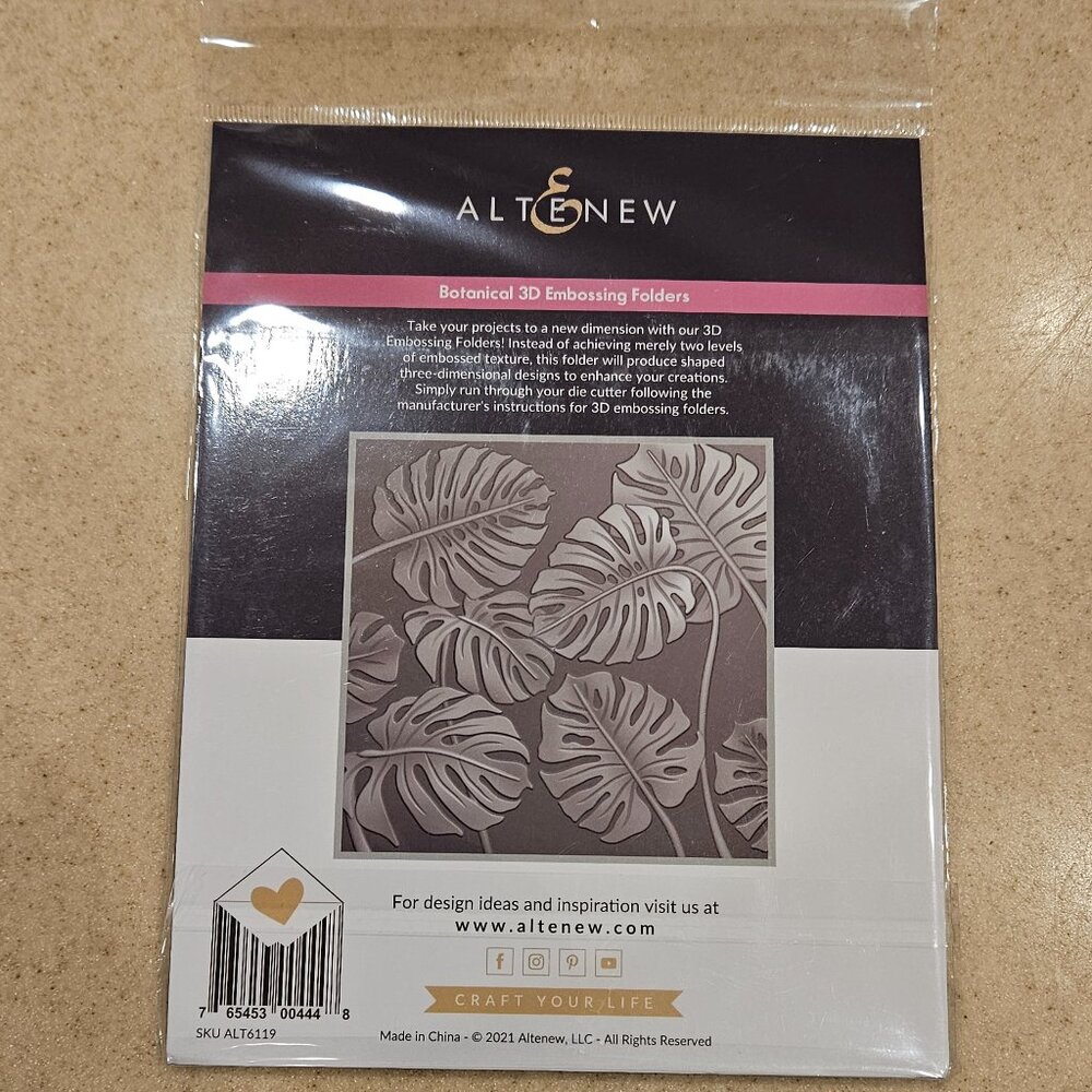 RARE ALTENEW BOTANICAL 3D EMBOSSING FOLDER MONSTERA 6X6 LEAF DIE CUT MACHINE